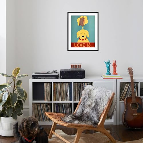 AllPosters Wall Giclee Print Love Is Dog Girl Yellow on Black Frame by Stephen Huneck, 18x244