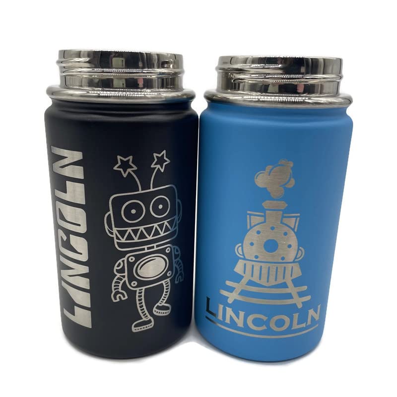 Miniatura 3 de Custom Personalized Engraved Kids 12oz Stainless Steel Water Bottles Blue