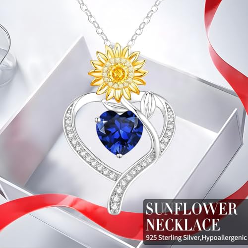 Sunflower-Heart-Birthstone-Necklaces-for-Women-925-Sterling-Silver-Jewelry-Pendant-Heart-Necklace-Birthday-Anniversary-Valentines-Gift-for-Wife-Mom-Girlfriend-Daughter-Lady