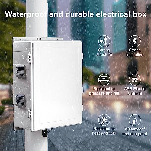 Image of Namunanee Outdoor Electrical Junction Box, ABS Water Resistant Enclosure with Internal Mounting Panel & Hinged Cover, 16.1 inch H* 12.2 inch L* 5.9 inch W