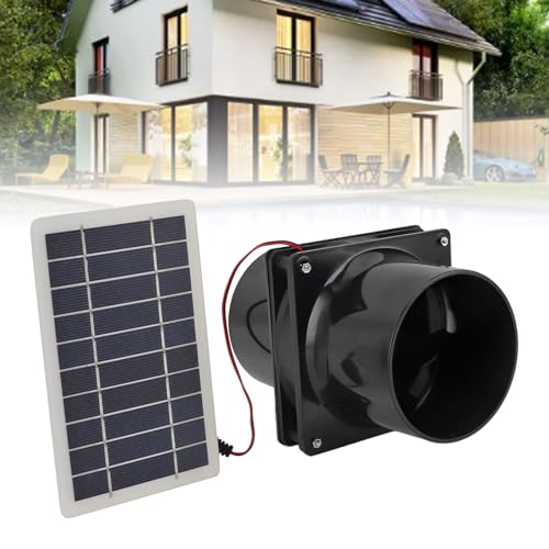 Haofy 10 W 12 V Solarbetriebener Abluftventilator, Solar-Entlüftungsventilator, ABS-Solarpanel-Ventilator-Set für Runde Rohre für Haustierhaus, Hühnerstall, Wohnmobil, Gewächshaus