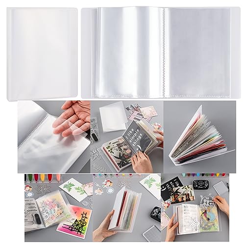 Image of 40 Pages A6 Clear Stamps Storage Embossing Folder Storage Photo Storage Album Seal Bags Storage Keeper Cards Folder Storage Bag for DIY Scrapbooking Arts Crafts Collecting Bags