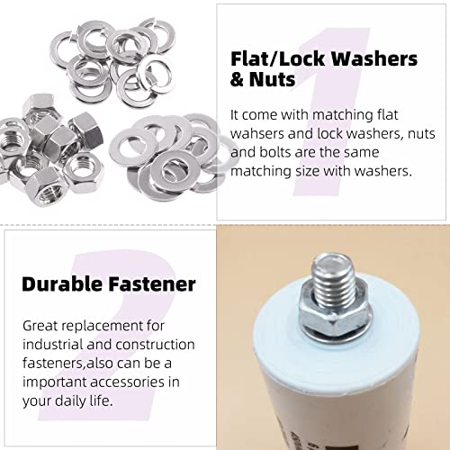 Swpeet 150Pcs SAE 304 Stainless Steel 1/4-20" Hex Nuts and #1/4 Flat Washers with #1/4 Split Lock Washers Assortment Kit - Image 4