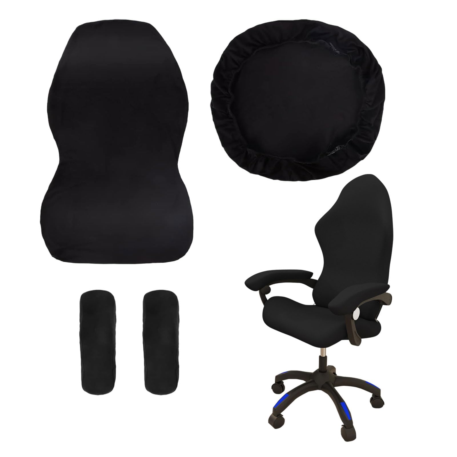Juego de 4 fundas para silla de videojuegos con reposabrazos/respaldo de silla, funda para silla de oficina, antideslizante, extraíble, lavable, buena elasticidad, para sillas de juegos, sillas de
