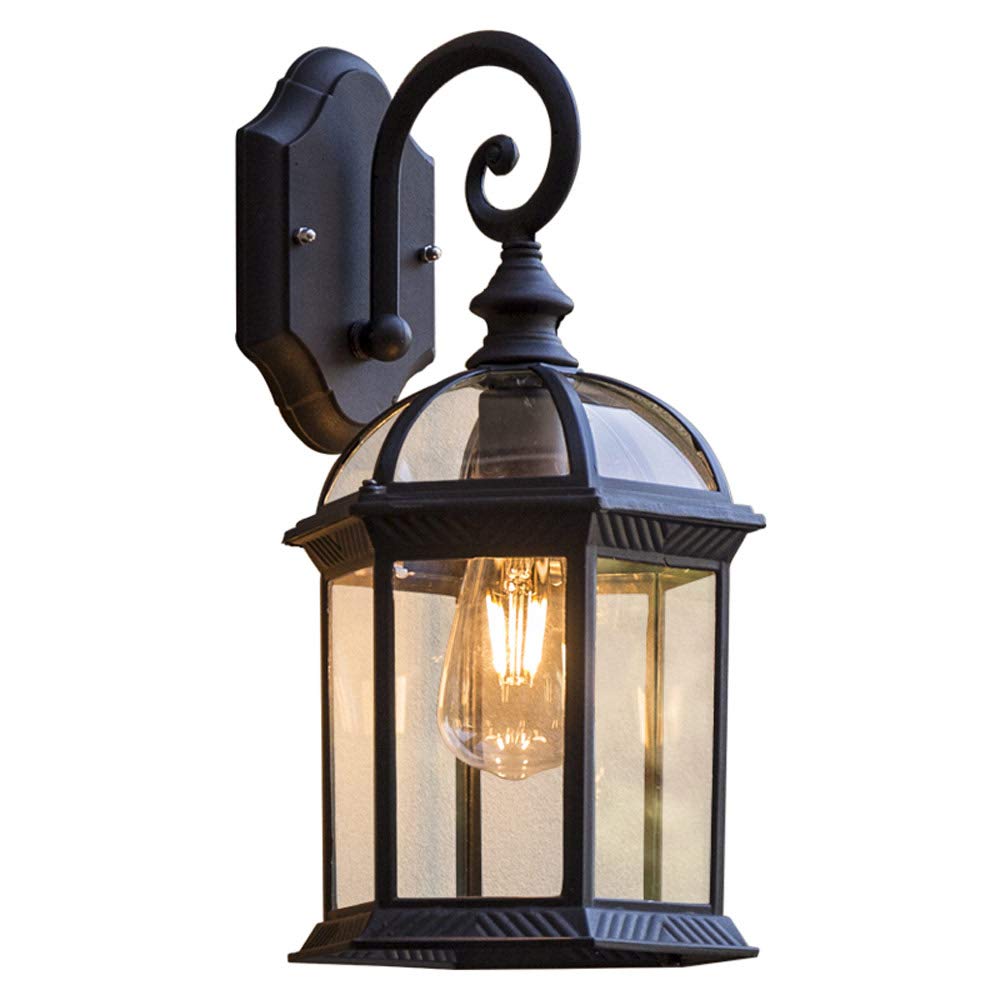 Applique murale extérieure étanche E27 luminaire rétro noir pour jardin