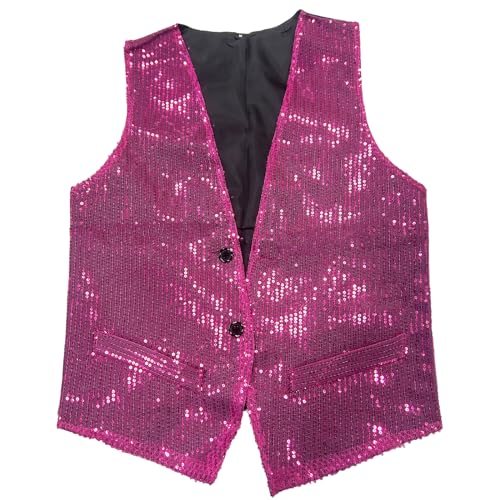Men's Sparkling Sequin Vest V-Neck Slim Fit Waistcoat for Dancing Christmas Party Wedding Prom Events3