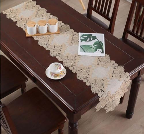 Chemin de table en dentelle chic pour décoration de table basse de salon moderne - 3