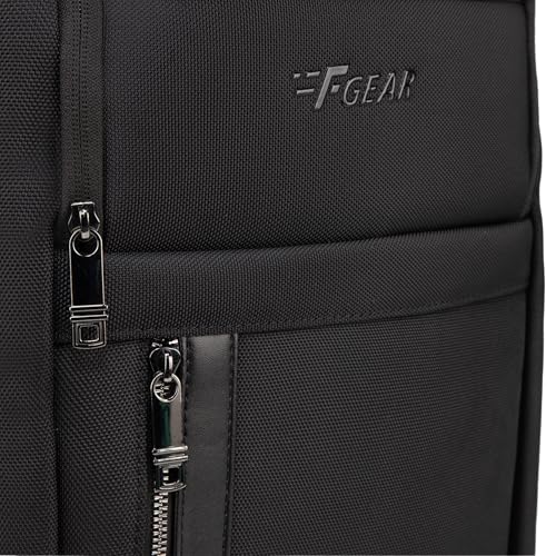Image of F Gear Kenton Black 19L Premium Laptop Backpack | Fits 17 inch Laptop | USB & Type-C Charging Ports | Lightweight with Tablet Sleeve, 3 Compartments & Luggage Strap | Ideal for Office, College & Travel