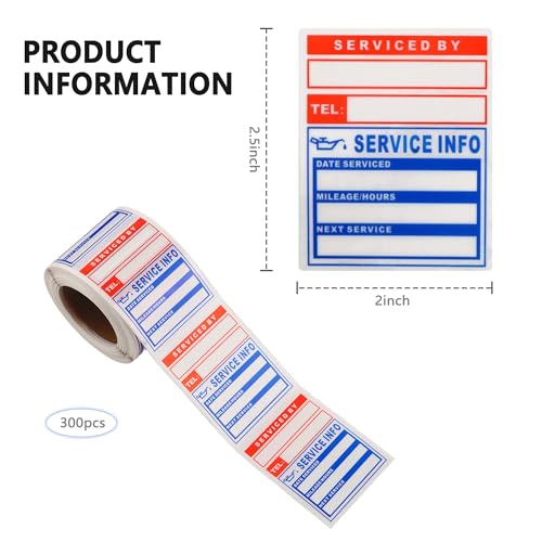 Image of 300PCS Car Oil Change Stickers for Windshield,Next Service Due Sticker,2 inchx2 inch Removable Vinyl Stickers for Most Cars Trucks SUVs (Blue Red 1)