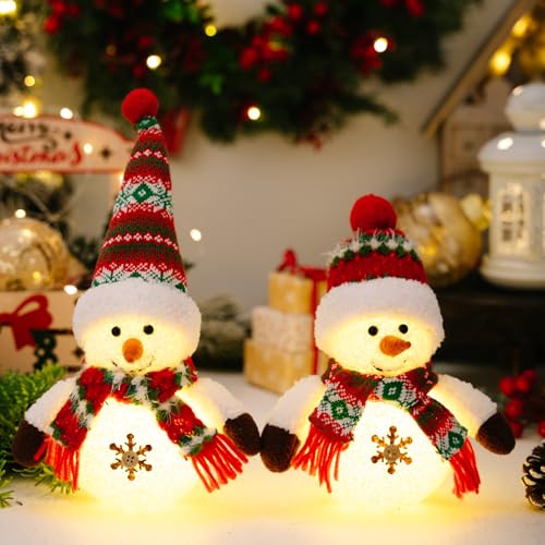 Weihnachtsdeko Wichtel mit Licht, 2 Stück Weihnachten Deko Schneemann...