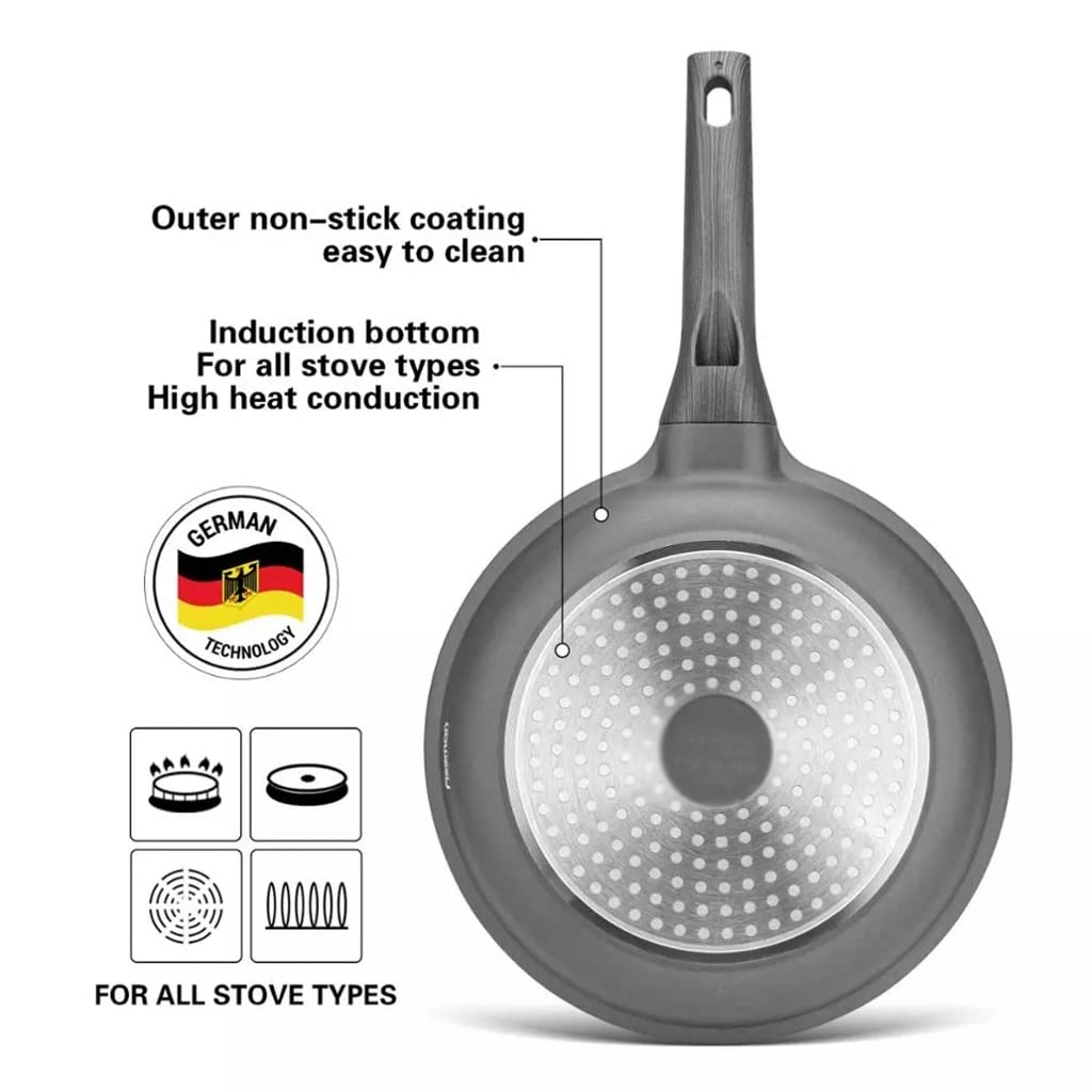 Patelnia z granitową powłoką nieprzywierającą Aluminiowa patelnia indukcyjna z dolnym dnem (kolor: A, rozmiar: 26 cm) (A 26 cm)