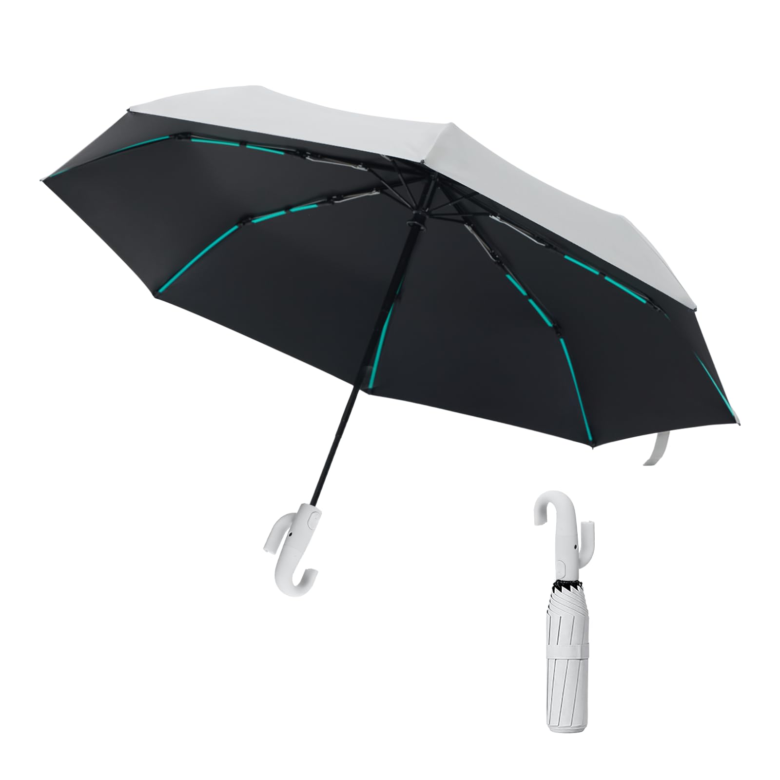 KESHEYOUXUAN Compact Automatic Folding Travel Umbrella-Windproof Rainproof, PF50+ Sun Protection for Hiking,Outdoor,Chool,Golf Course & Daily Use,