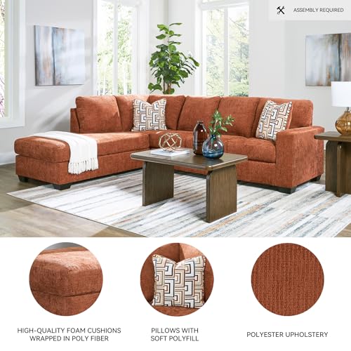 Image of Signature Design by Ashley Orange Sectional Couch with Chaise, Aviemore