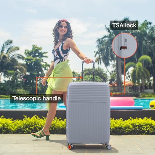 Image of Nasher Miles Krabi Expander Hard-Sided Polypropylene Luggage Set of 2 | 65cm & 75cm | 8 Wheels Medium & Large Trolley Bag for Travel | Suitcase (Grey)