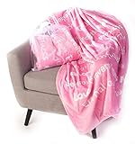 BlankieGram Faith Throw Blanket with Inspirational Thoughts and Prayers - The Perfect Caring Gift for Hope Health and Love (Pink)