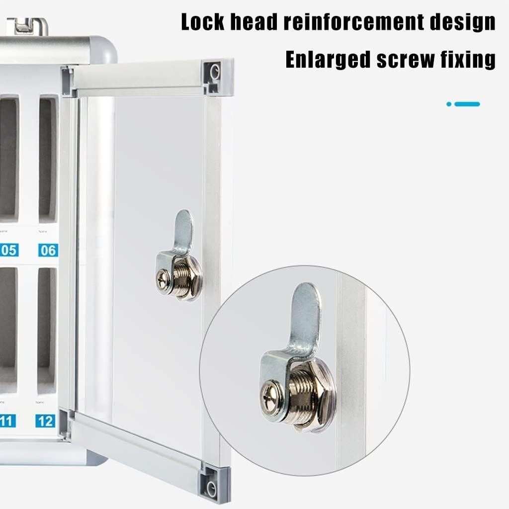 Aluminum Alloy Clear Cell Phones Storage Cabinet Wall-Mounted Storage Cabinet with Safety Lock and Handle for Office Classroom (Silver-24)
