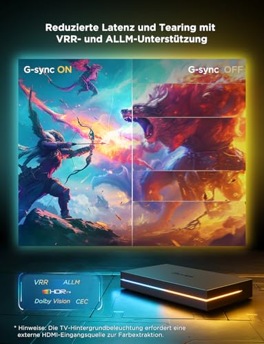 Govee HDMI 2.1 Sync Box AI Kit 2, inkl. TV Hintergrundbeleuchtung, unterstützt 8K@60Hz, 4K@144Hz, VRR und ALLM, funktioniert mit Matter, RGBIC LED Strip für 55-65 Zoll Fernseher, 75 LEDs/m – Bild 4
