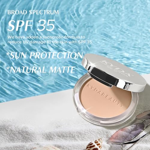 KYDA Mineral Powder SPF 35, 4-in-1 Pressed Mineral Powder, Matte Setting Powder with Concealer and Foundation, Lightweight Flawless Coverage, Skin Care Formula, Medium - Image 6