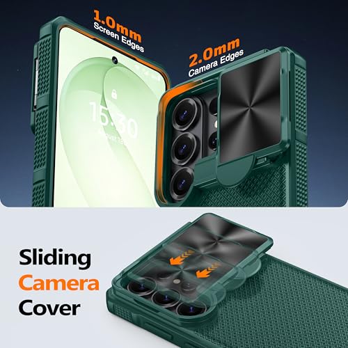 Image of Magnetic for Samsung Galaxy S26 Ultra Case,[Slide Camera Cover][Kickstand][Compatible with Magsafe][Military Grade Protection] Shockproof Rugged Case for Galaxy S26 Ultra, Green