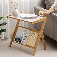 ダークブラウンのシンプルな竹製サイドテーブル fe022627_01.jpg