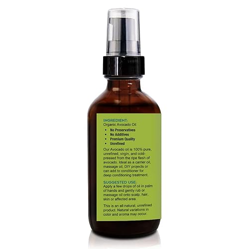 Miniatura 5 de Aceite de aguacate orgánico 100 puro de 4 onzas  aceite portador virgen prensado en frío virgen sin refinar para el crecimiento del cabello cara