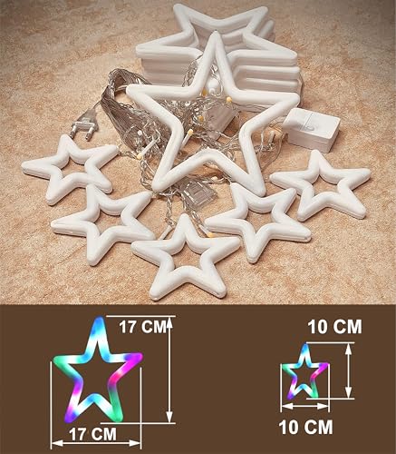 Image of ZALAR LED neon Effect Star Made of Unbreakable Plastic Curtain String Lights, Warm White, Decorative Window Hanging Lights for Home, Party, Festival Like Diwali Christmas