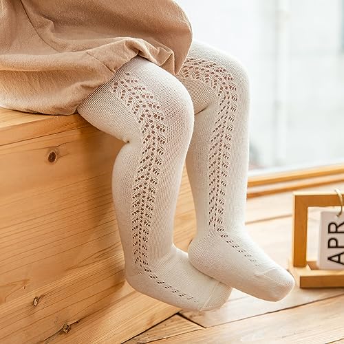 Baby Girls Tights Cable Knit Mesh Leggings Vintage Kids Stockings Cotton Pantyhose for Infants Toddlers 3 Packs3