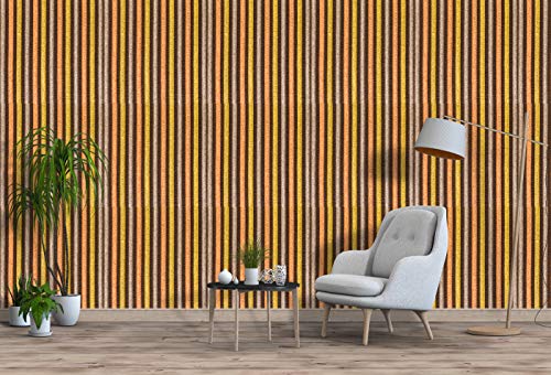 Image of DWELLSINDIA Striped Fabric Design Self Adhesive Wallpaper Peel & Stick, Waterproof, Scratch Resistant, Laminated (41cm x 244cm, Brown & Yellow)
