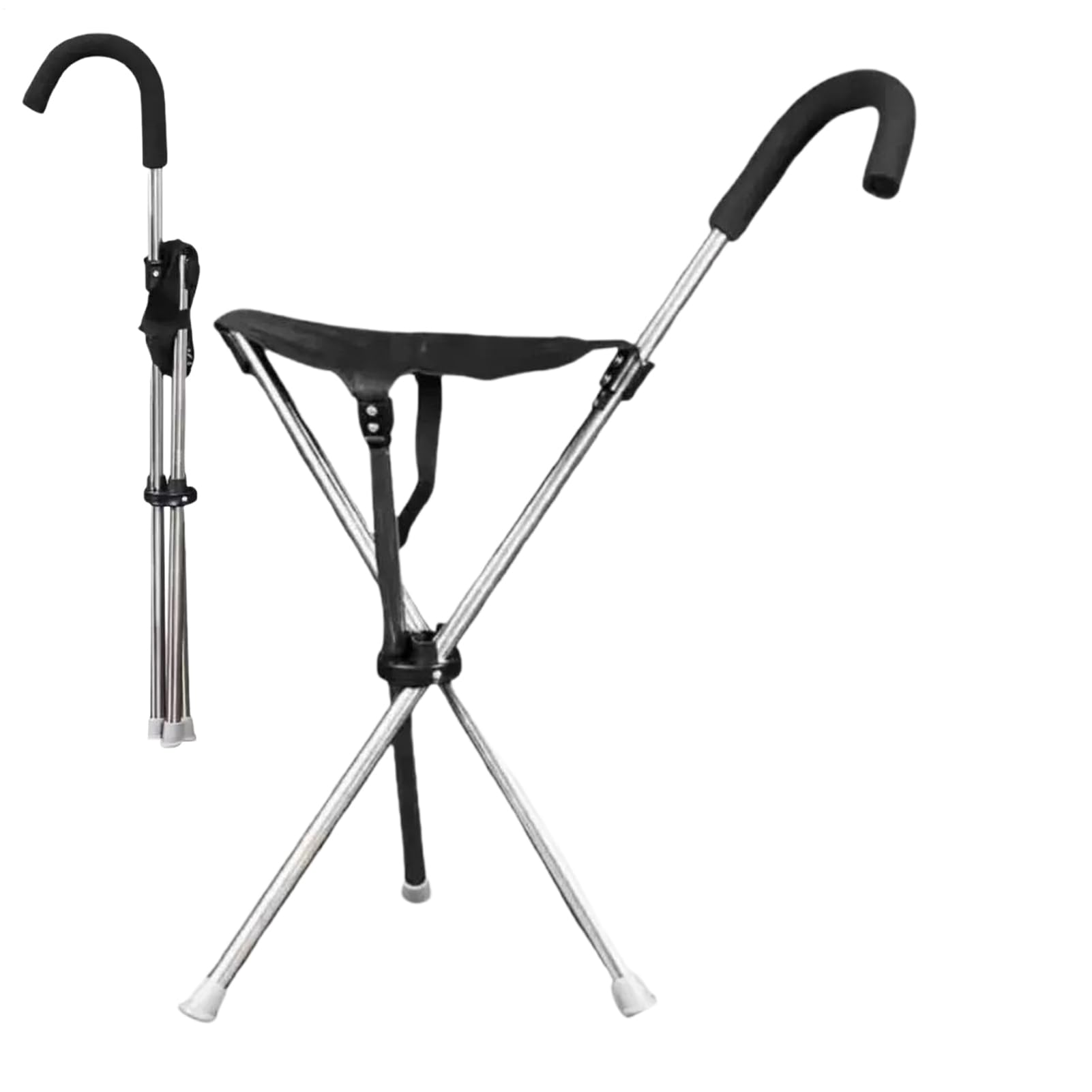 Foldable Chair Cane - 47x30cm Cane With Seat, Adjustable Walking Chairs For Adults, Lightweight Anti-Slip Walking Stick Seat For Travel Hiking Sitting Outdoor Urban Trail Park Balance