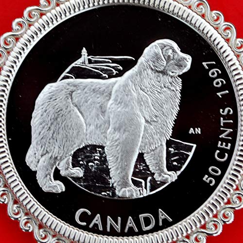 Miniatura 2 de 1997 Canada Discovering Nature 50 Cents Proof-like BU Uncirculated Sterling Silver Coin Solid 925 Sterling Silver Necklace NEW - Newfoundland Dog