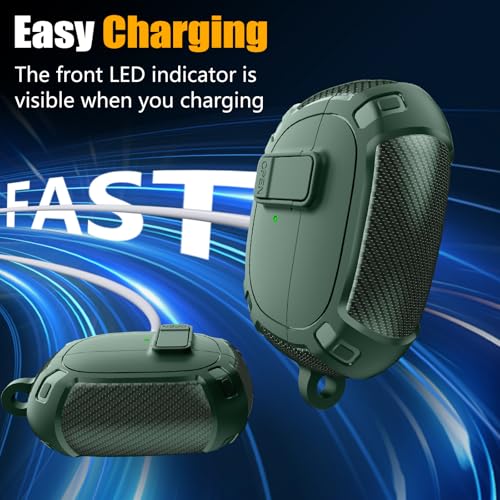 Image of Ljusmicker for Bose Ultra Open Earbuds Case Cover 2024 with Cleaner Kit,Military Hard Cover with Lock for Bose Open Ear Earbuds Charging Case Accessories with Keychain for Men Women-Geen
