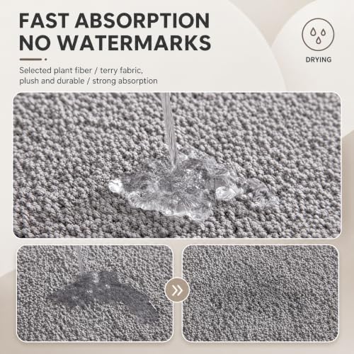Tapis de sol de douche incurvé gris lavable et absorbant - 6