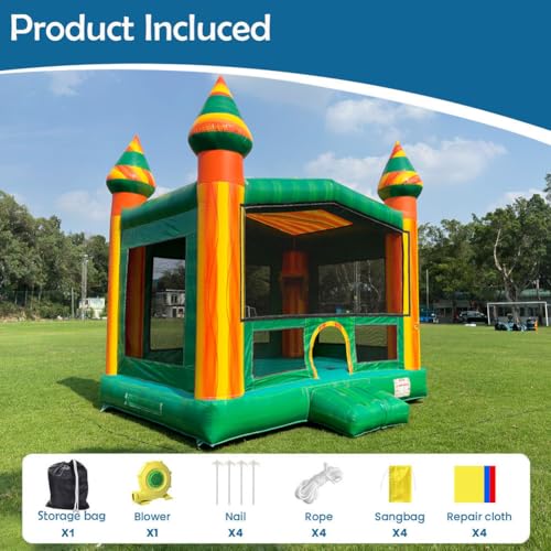 Inflatable Bounce House Commercial Grade for Kids and Adults with Blower & Basketball Hoop PVC Jumping Castle for Outdoor Backyard Fun,Rental Grade (Yellow + Green, 13.1ftx13.1ftx16ft) - Image 4