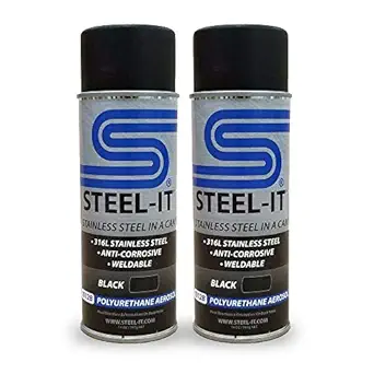 STEEL-IT Polyurethane Aerosol (Black 2-Pack), Stainless Steel in a Can Protects Against Corrosion, Industrial Paint Coatings, Anticorrosion, Heat/Wear Resistant, Weldable, Food Safe, Easy to Apply