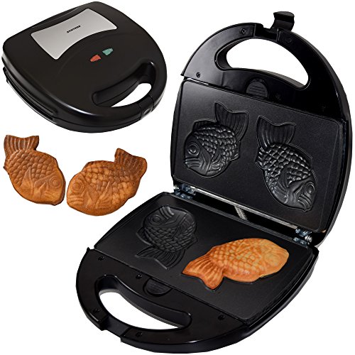 Syntrox Germany Taiyaki Maker japanisches Gebäck in Form eines Fisches Chefmaker SM-1300W Fish mit herausnehmbaren…