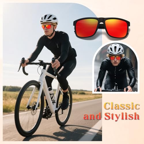 SAIIURV 2 Piezas Gafas de Sol Polarizadas Hombre Mujer UV400 Protección, Gafas Polarizadas, Objetivos de Alta Definición, Lentes de Sol para Hombre Conducir Running Pesca Viajes (Negro, Naranja) - imagen 4