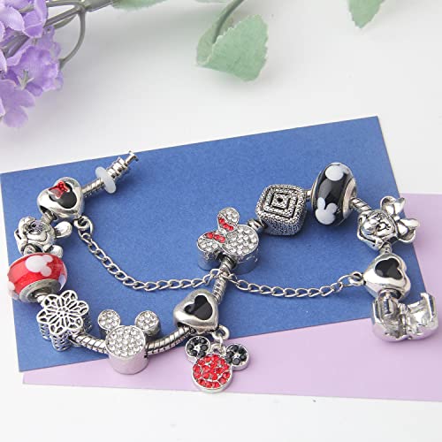 Cartoon Mouse Theme Charms Bracelet, Fits Pandora, Red Edition4
