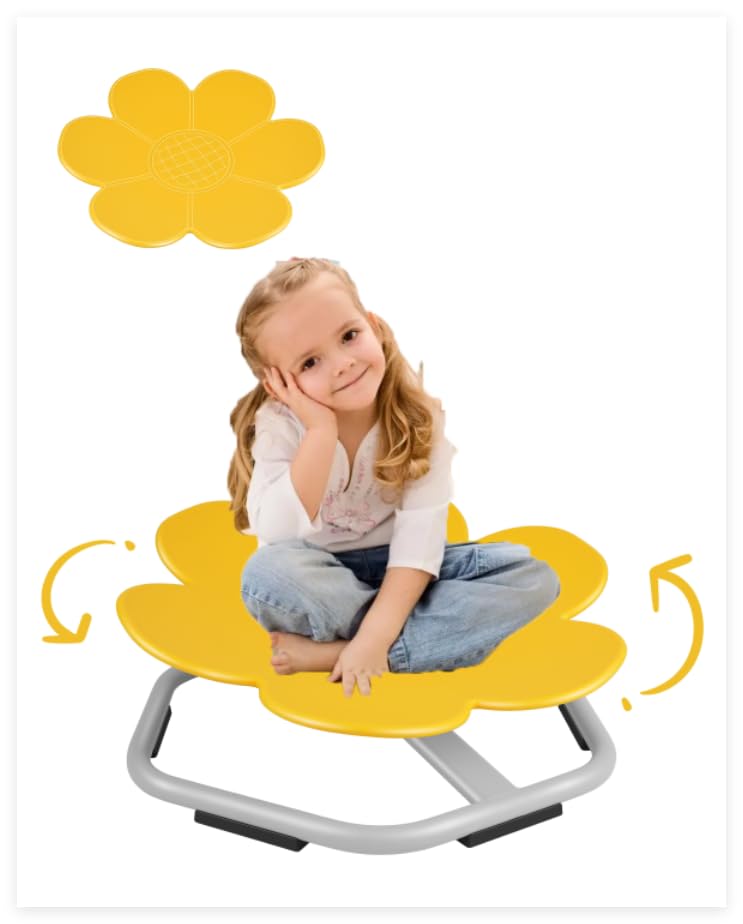 Sensory Spinning Chair, Spin Chair for Kid Autism, Autism Kids Flower Shape Spinning Seat Strong Bearing Force (220 Pounds), Training Body Balance and Coordination, Metal Non-Slip Design