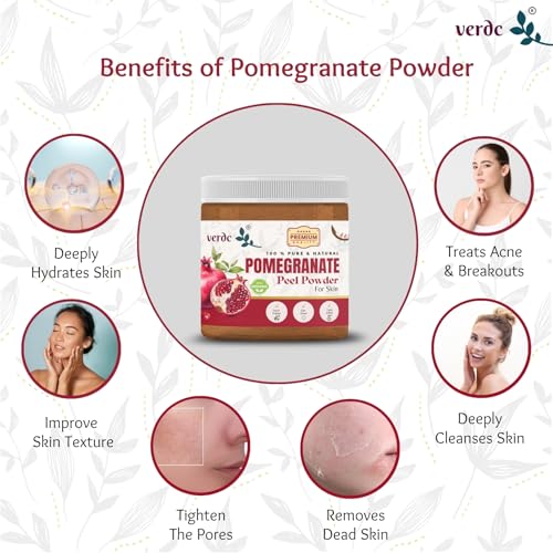 Image of 100% Pure & Natural Pomegranate Peel Powder for Face / Anar peel - Facepack for Scars, Acne, Wrinkles - All Skin Types - (100 GM)