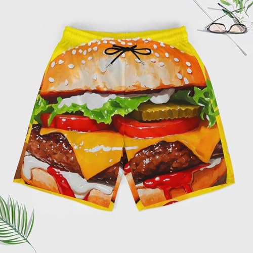 Beef Hamburger Fast Food Mens Swim Trunks Summer Beach Shorts Board Shorts Swimwear Bathing Suits with Pockets4