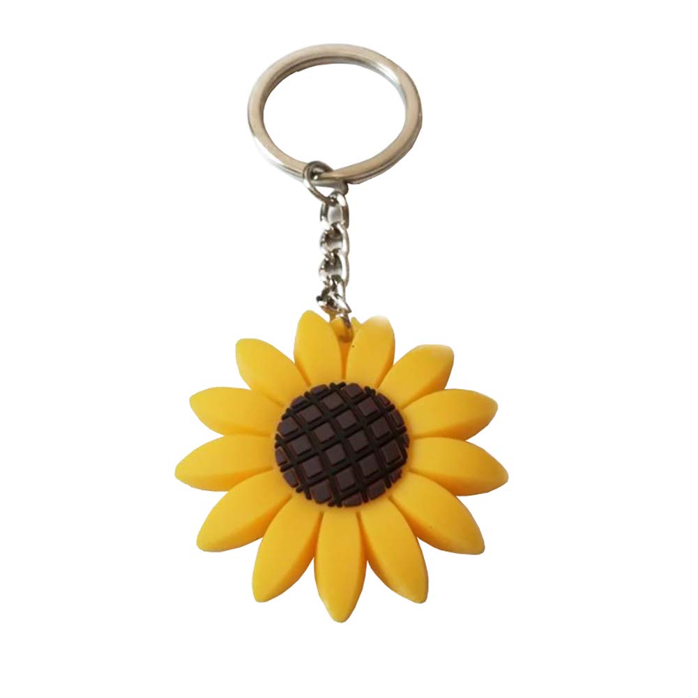 HugeDE 10 Pcs Sunflower Keychains for Sunflower Theme Party Favors Sunflower Key Ring Keyring for Summer Birthday