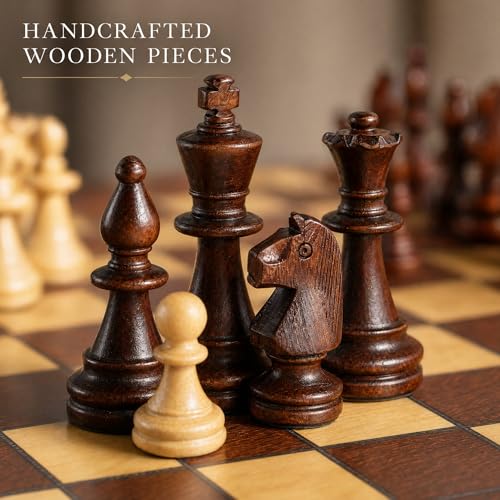 Juego de Ajedrez de Madera Magnético Plegable 17 Pulgadas miniatura 5