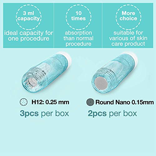 Dr-Pen-Hydra-Pen-H2-Microneedling-Pen-Automatic-Serum-Applicator-HydraPen-for-Face-Body-Amazing-Skin-Care-Tool-for-Home-Personal-Use-5-Cartridges-3pcs-12-Pin-025mm-2pcs-Round-Nano-015mm