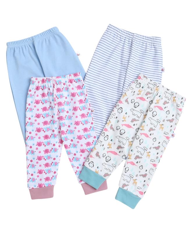 Image of BUMZEE White & Off White Full Length Girls Pyjamas Pack Of 4 (Peb8829)
