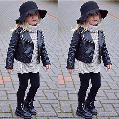 XFGLCK Toddler Kids Girls Jacket Coats Zipper Faux Leather Outerwear Winter Clothes2
