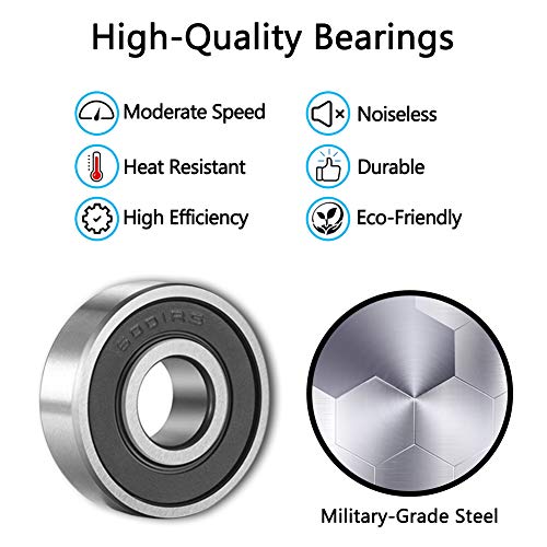 Image of ［12 Pack］6001-2RS Ball Bearings - Bearing Steel and Double Rubber Sealed Miniature Deep Groove Ball Bearings for Motor (12mm x 28mm x 8mm)