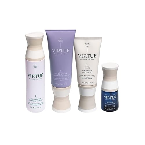 Virtue Esenciales para el cuidado del cabello, aceite curativo para cabello dañado, juego de champú y acondicionador sin sulfato completo para dar