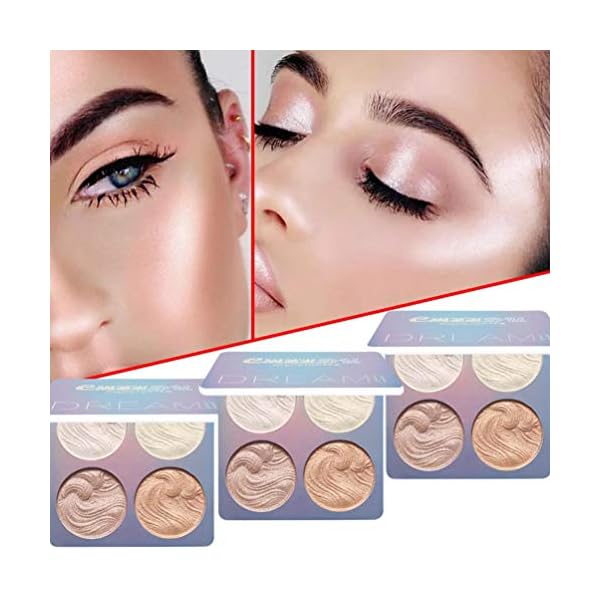 Highlighter Powder Palette, Shimmer Highlighters Makeup Iluminador, Great Long Lasting Waterproof, Glow Bronzer Highlighter Powder