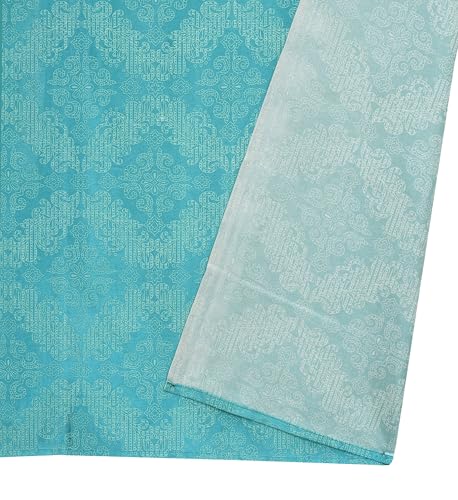 Image of Yarnis Damas Printed Room Darkening Polyester Curtains 8 Feet Long Set of 2 for Door & Windows Living Room, Aqua Blue, Parda