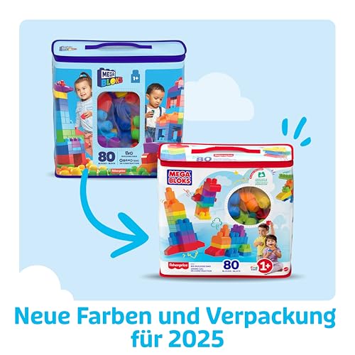 Mega Bloks First Builders Große Bauklötze-Tasche für Kleinkinder, blau – Ansicht 6